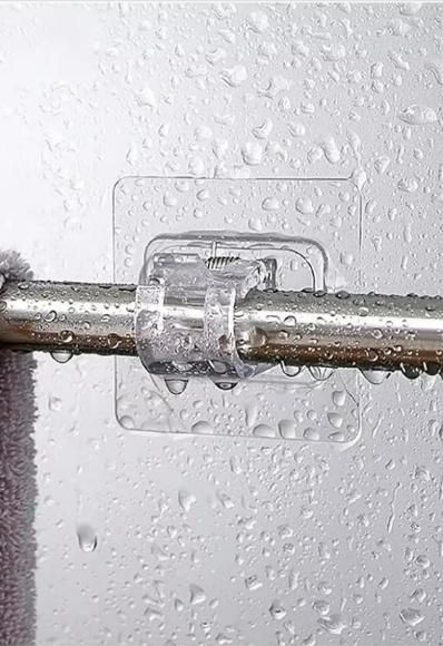 No Drill Curtain Rod Brackets No Drilling Self Adhesive Curtain Rod Holder Hooks Nail Free Adjustable Curtain Rod Hooks Curtain Hangers for Bathroom Kitchen Home Bathroom Pack of 6